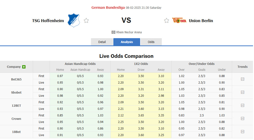 Nhận định, soi kèo Hoffenheim vs Union Berlin, 21h30 ngày 8/2: Mùa giải nhọc nhằn - Ảnh 1