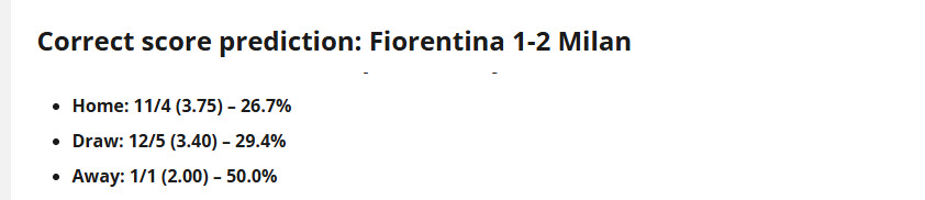Siêu máy tính dự đoán Fiorentina vs AC Milan, 21h00 ngày 11/1 - Ảnh 1